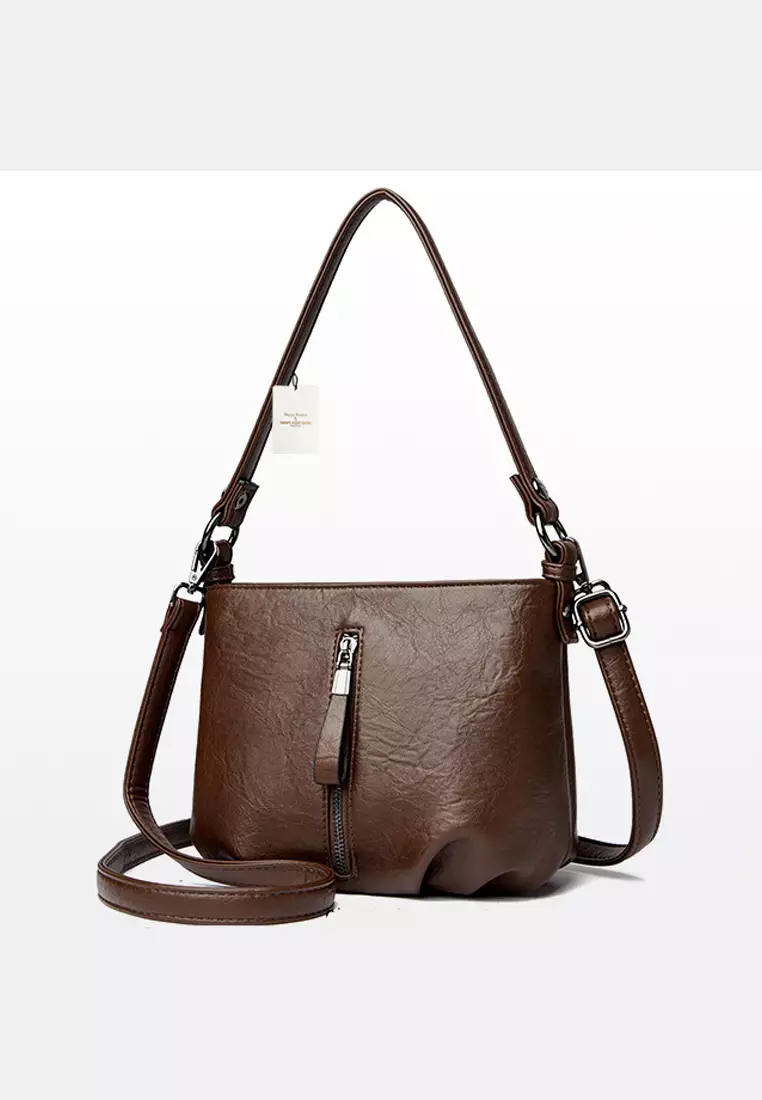 Textured Faux Leather Cross-Body Bucket Bag JW HD-3938