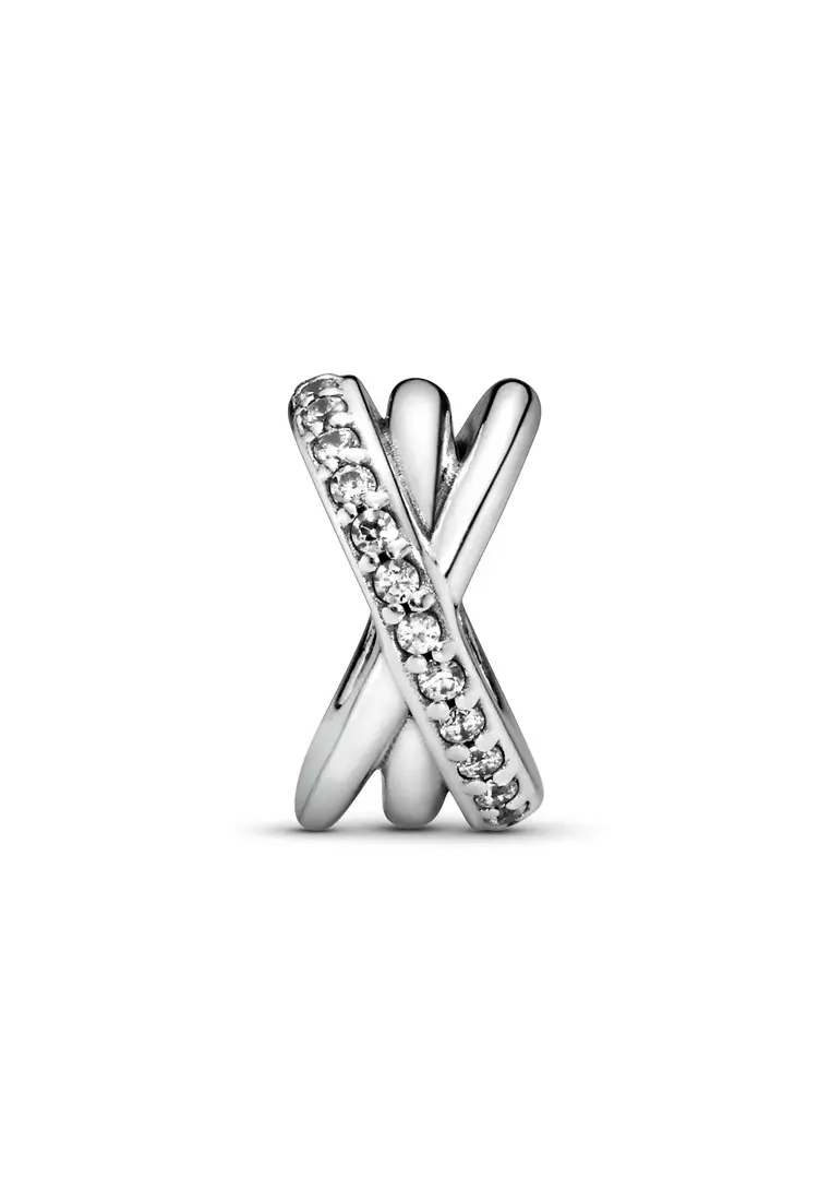 Pandora sparkling & shop polished lines ring