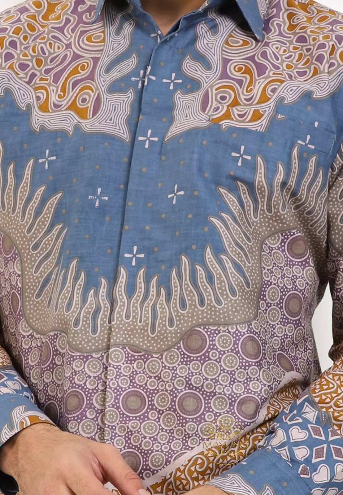 Hanggareksa Blu Kemeja Batik Pria Premium Slimfit Modern Lengan Panjang