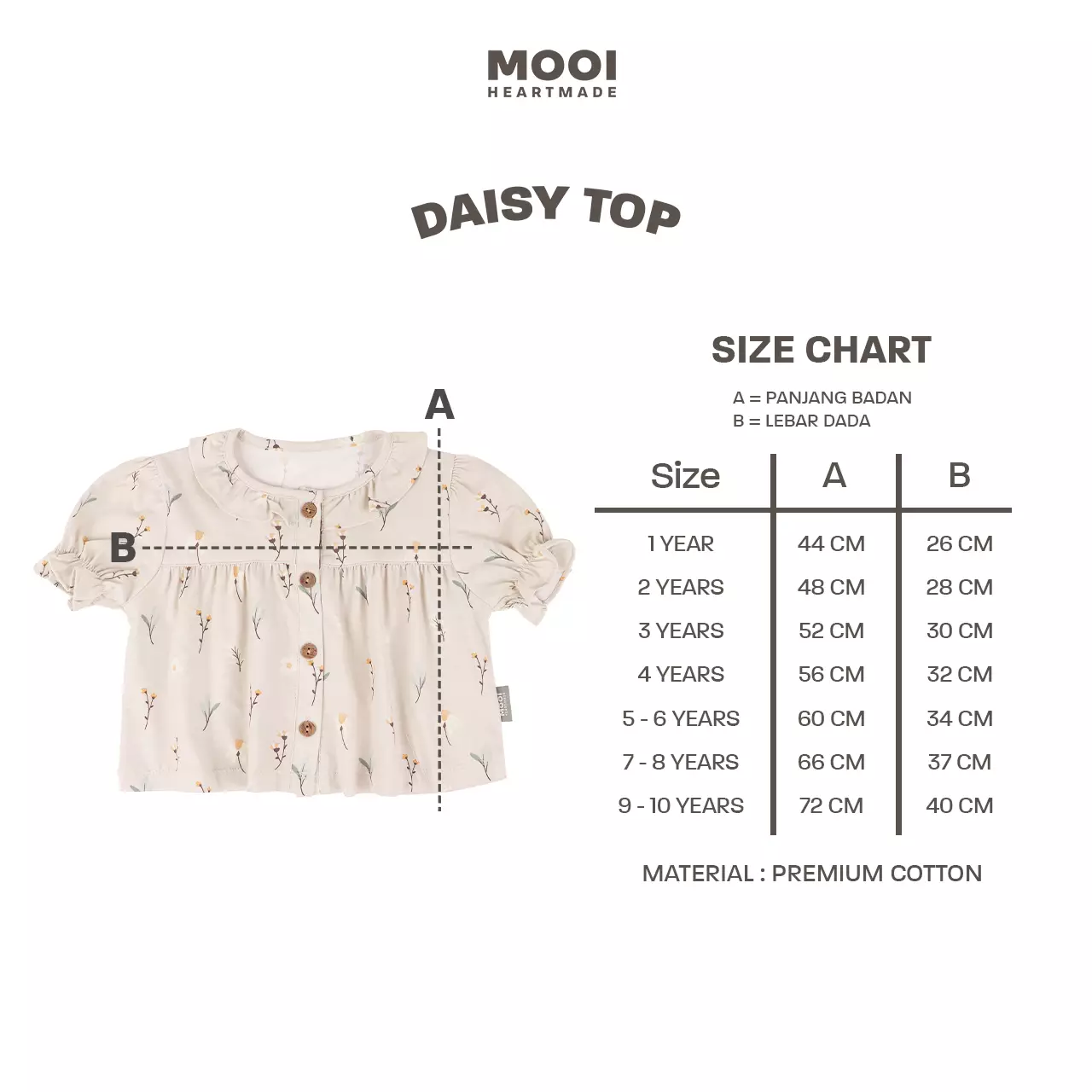 Mooi Atasan Anak Perempuan Daisy Top - Dusty Pink