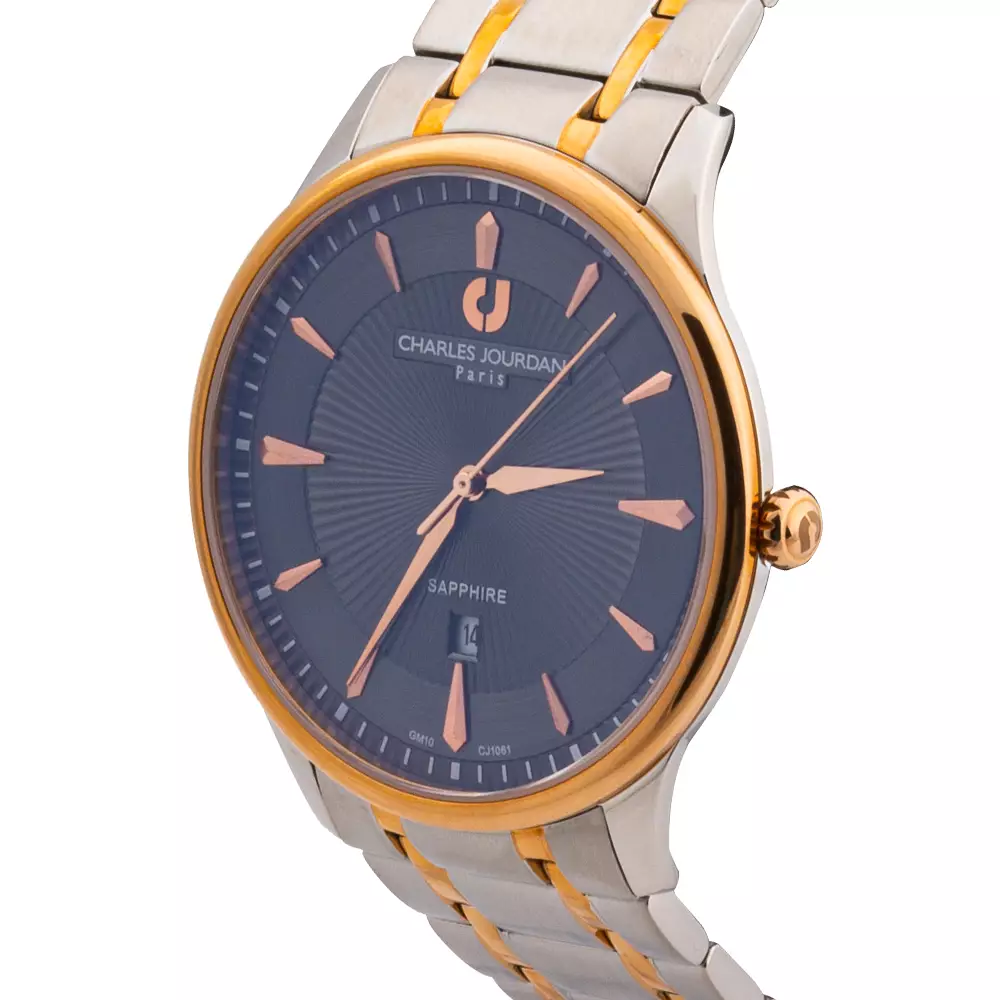 Charles Jourdan - CJ1061-1642 - Jam Tangan Pria Silver Gold Dial Black