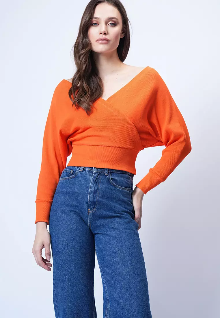 Front Back V-Neck Double Breasted Blouse