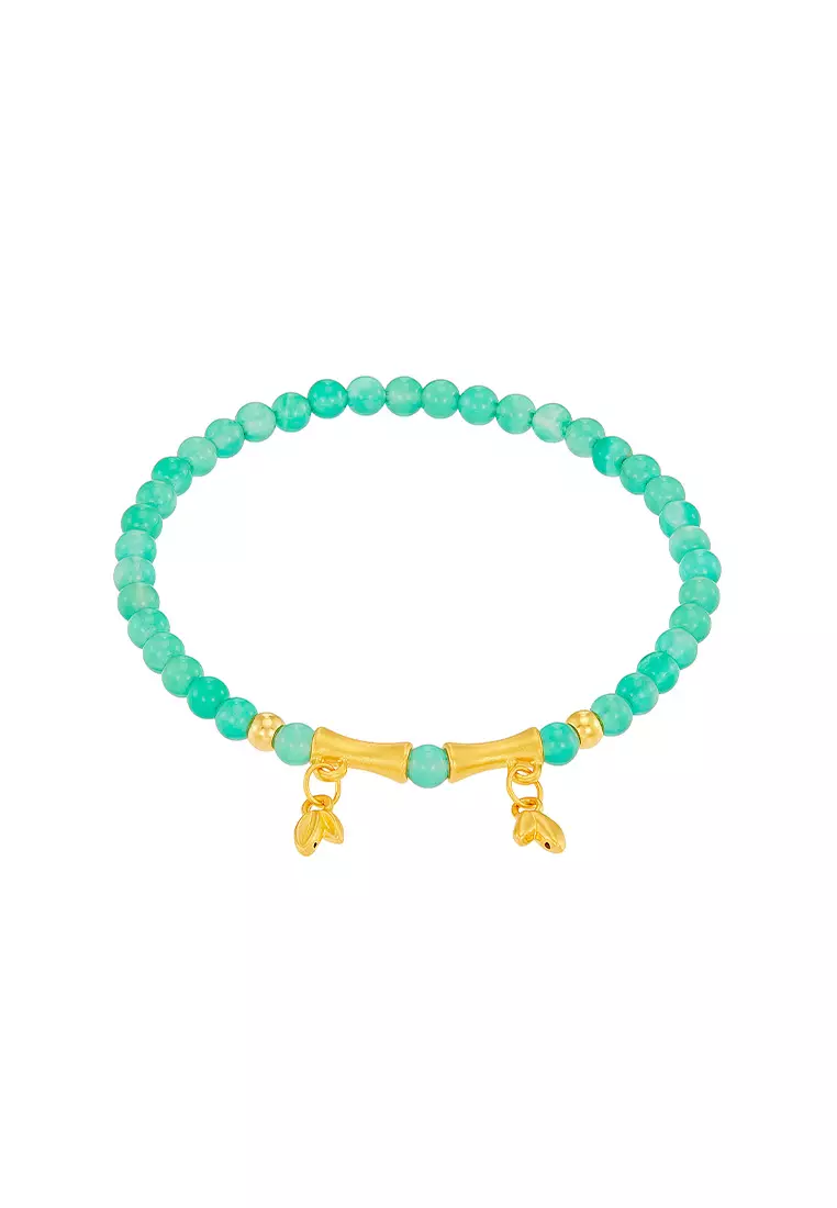 HABIB 999/24K Gold with Green Agate Bracelet 9GW00461225