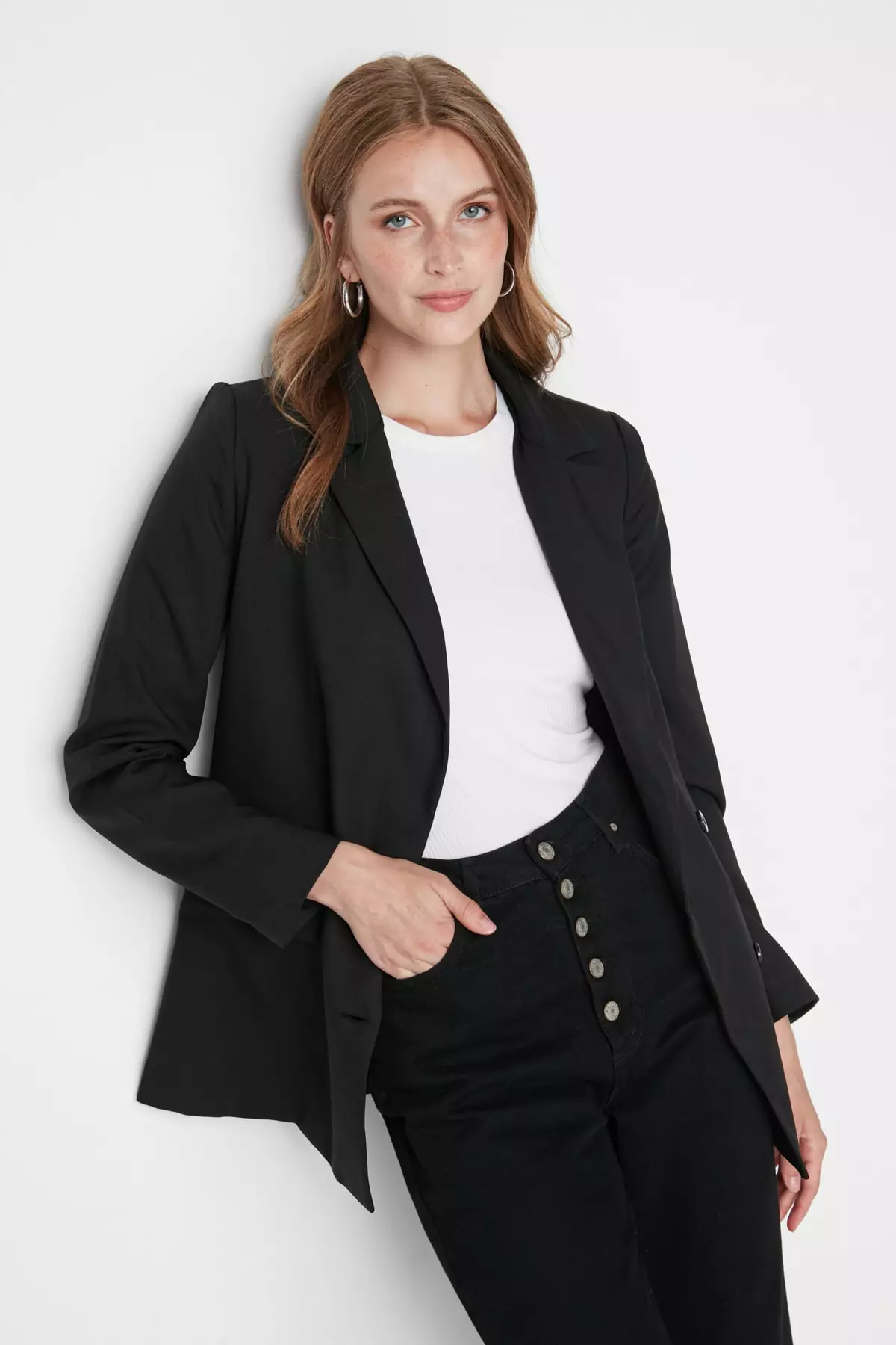 Double Breasted Buttoned Blazer