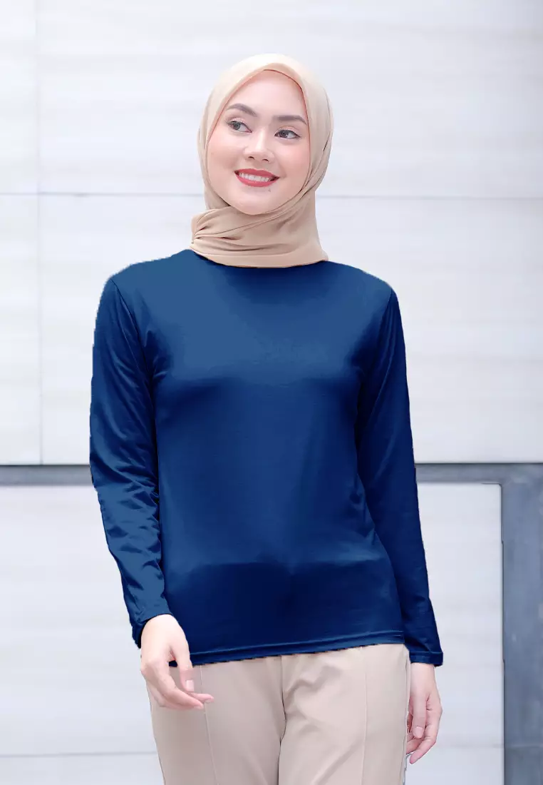 Cotton Bee - Manset Lengan Panjang Aneisha Inner Rayon - Galaxy Blue - L 