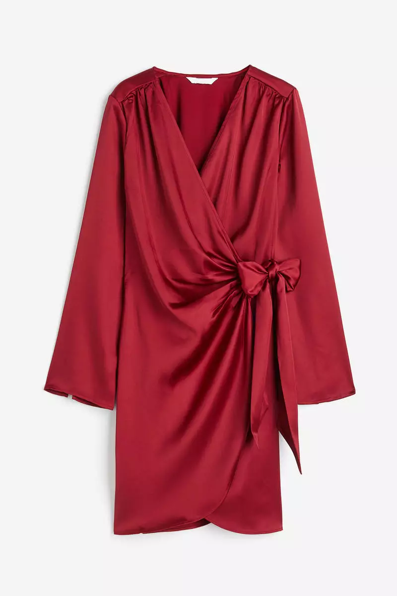 Red wrap dress best sale h&m