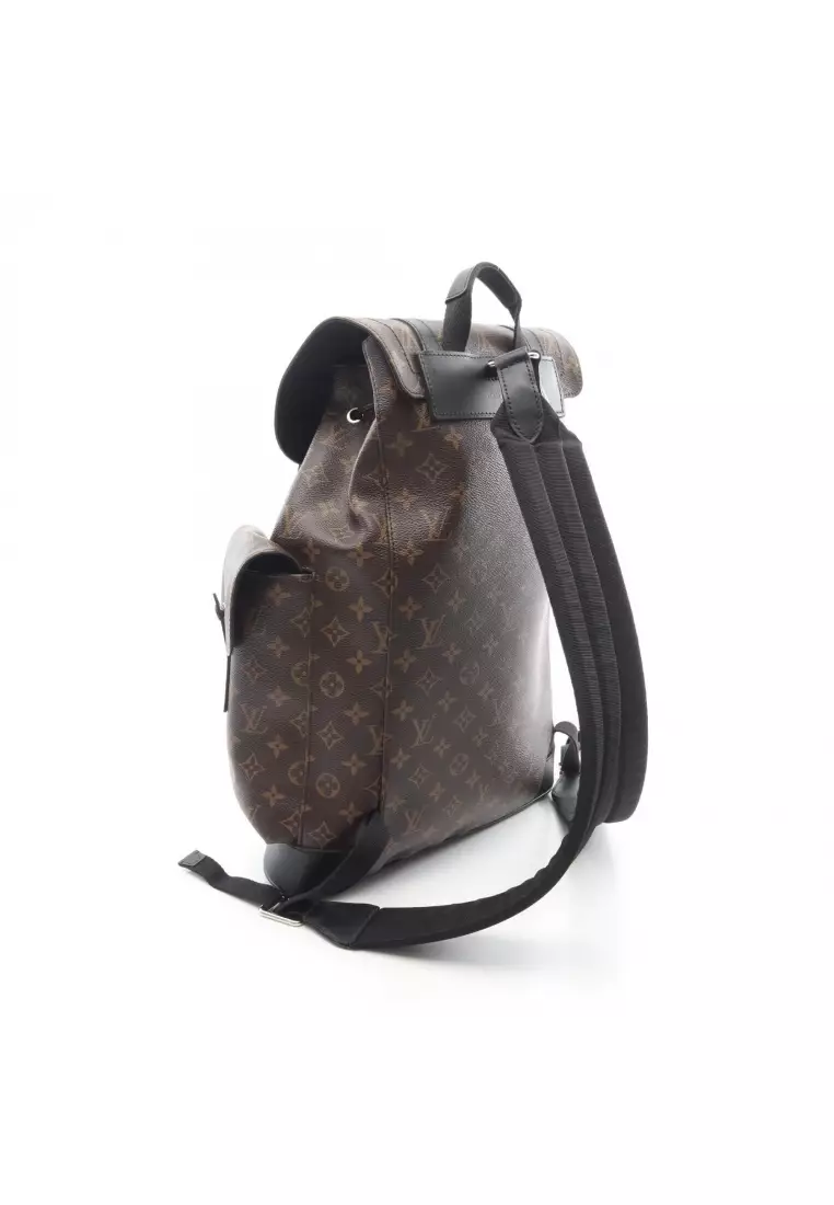 Pre-Loved Louis Vuitton Christopher MM monogram macassar Backpack rucksack PVC leather Brown black