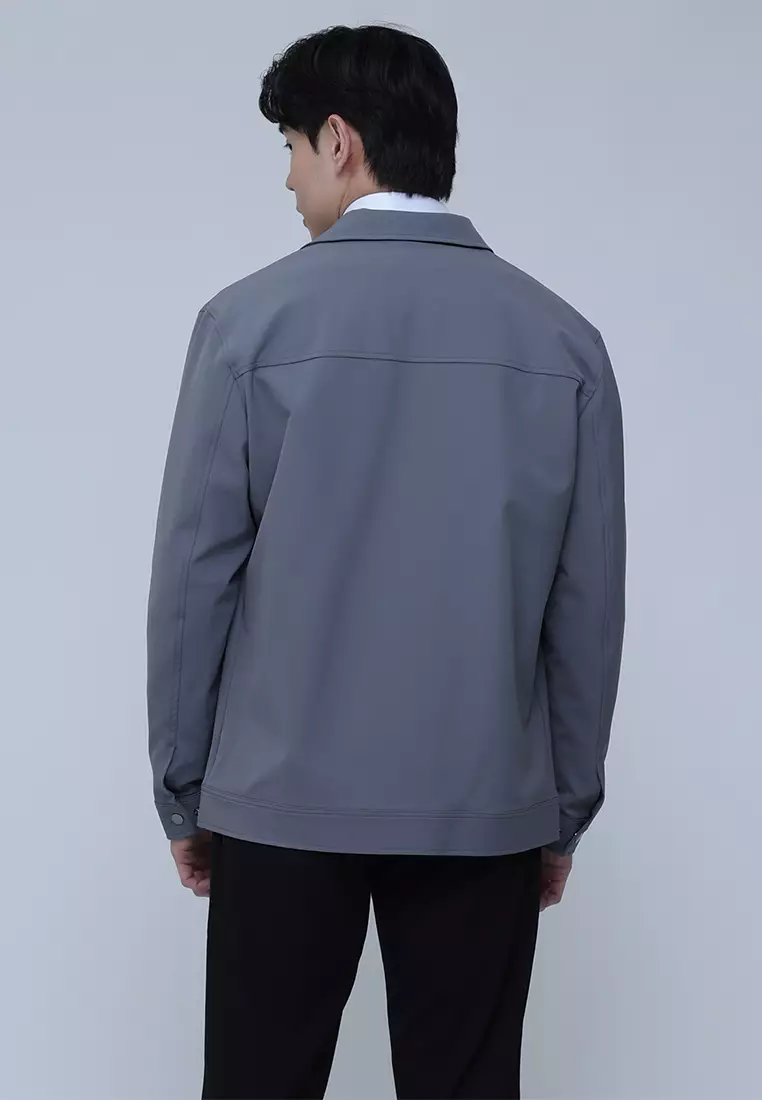 Solid Basic Nylon Collar Jacket