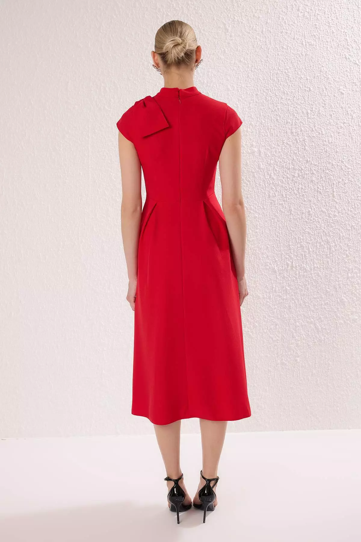 Red A Line Pleated Stylish Evening Dress