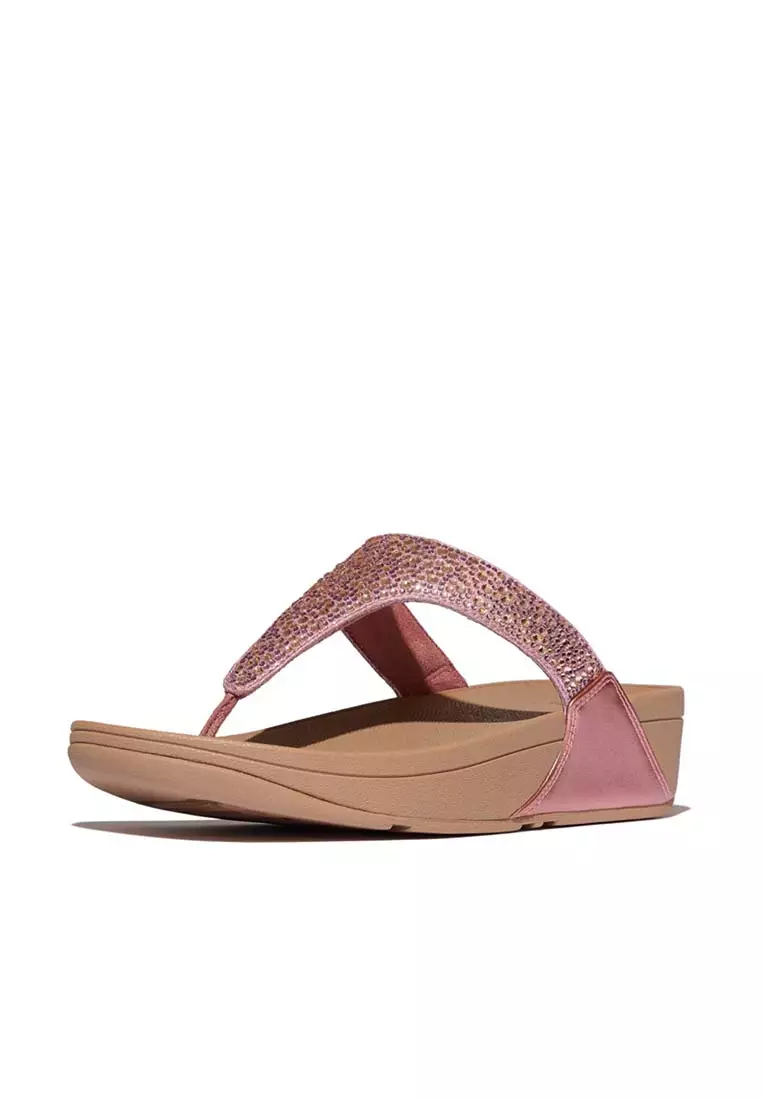 FitFlop LULU Crystal-Mix Metallic Toe-Post Sandals - Metallic Rust Rose (A4L-D60)