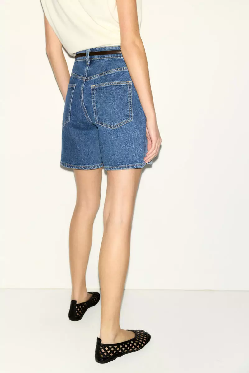 High-waisted denim shorts