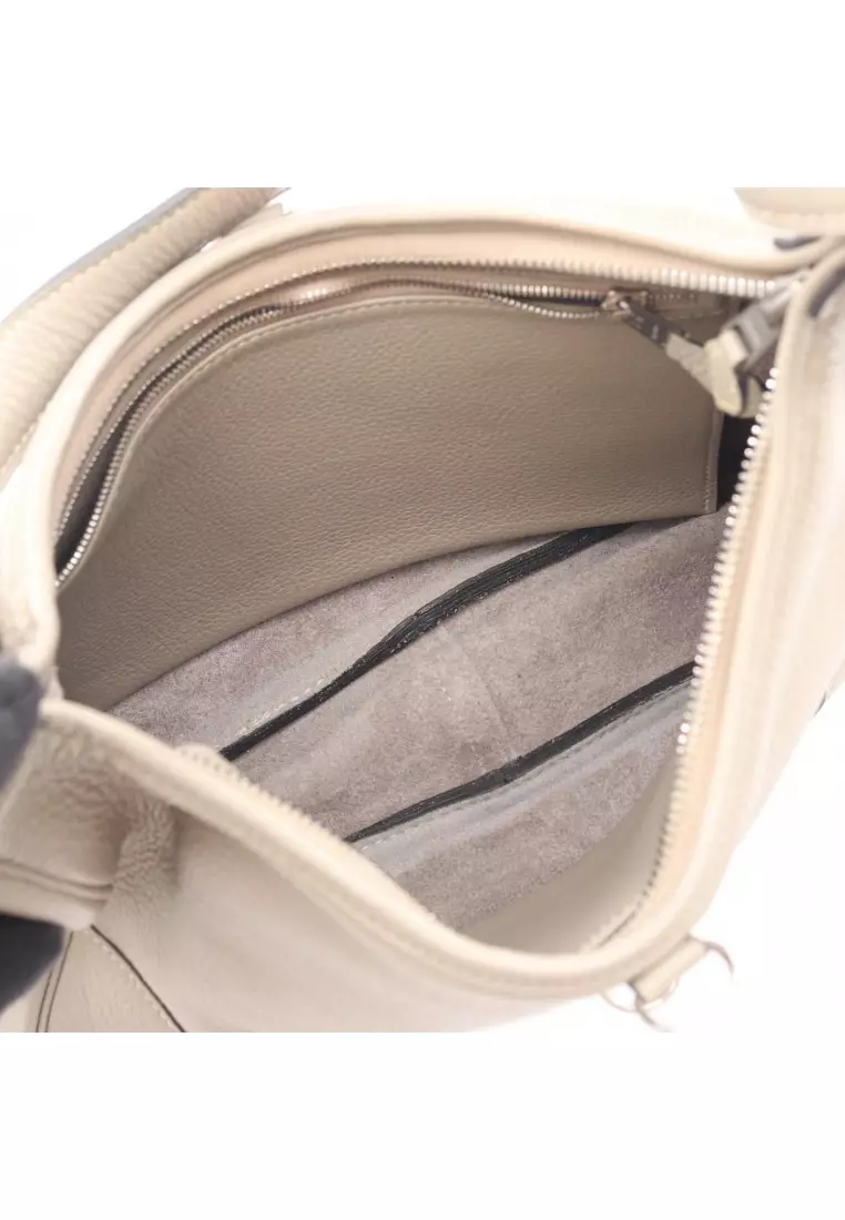 Pre-Loved Hermès trim 31 Shoulder bag Clemence leather Gray beige silver hardware □C stamp