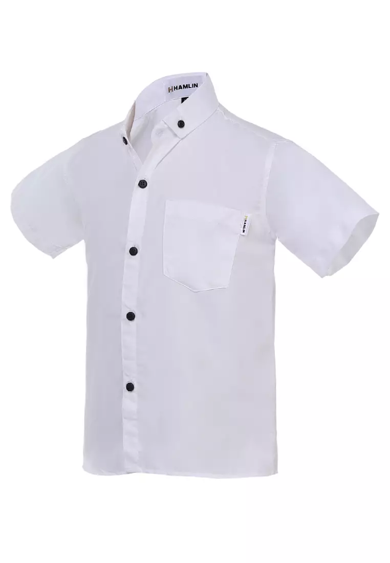 Juste Kemeja Formal Anak Laki-laki Lengan Pendek Motif Polos Kids Shirt Comportable Material Cotton ORIGINAL - White