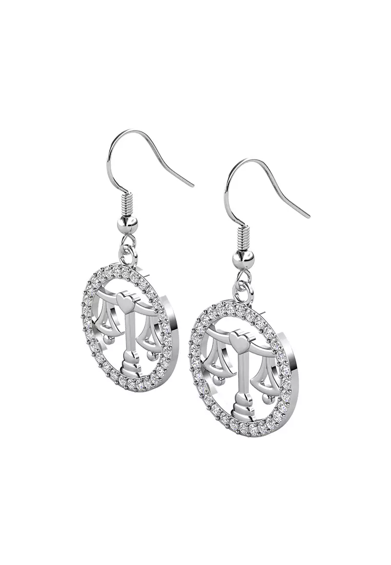 Horoscope Circlet Hook Earring LIBRA WG  - Anting Crystal Swarovski by Her Jewellery