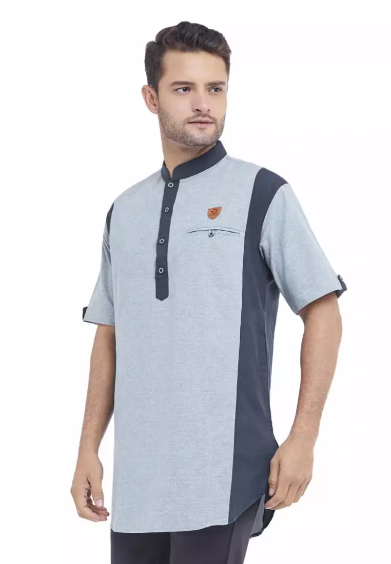 Zayidan Baju Koko Gamis Muslim Pria Raheel - Biru
