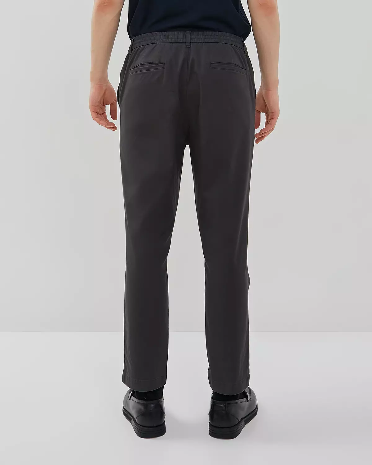 MEN'S DARK GREY ELASTIC WAIST CHINOS