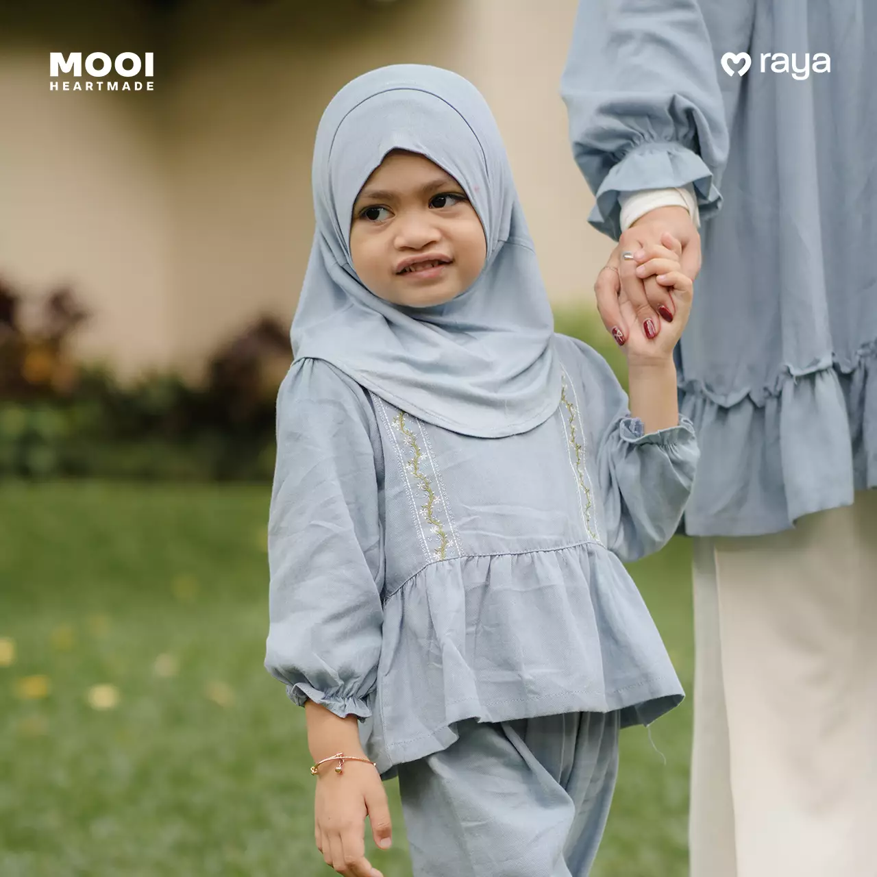 Mooi Hijab Instant Anak Jilbab Anak Perempuan Sarra Hijab - Dusty Blue