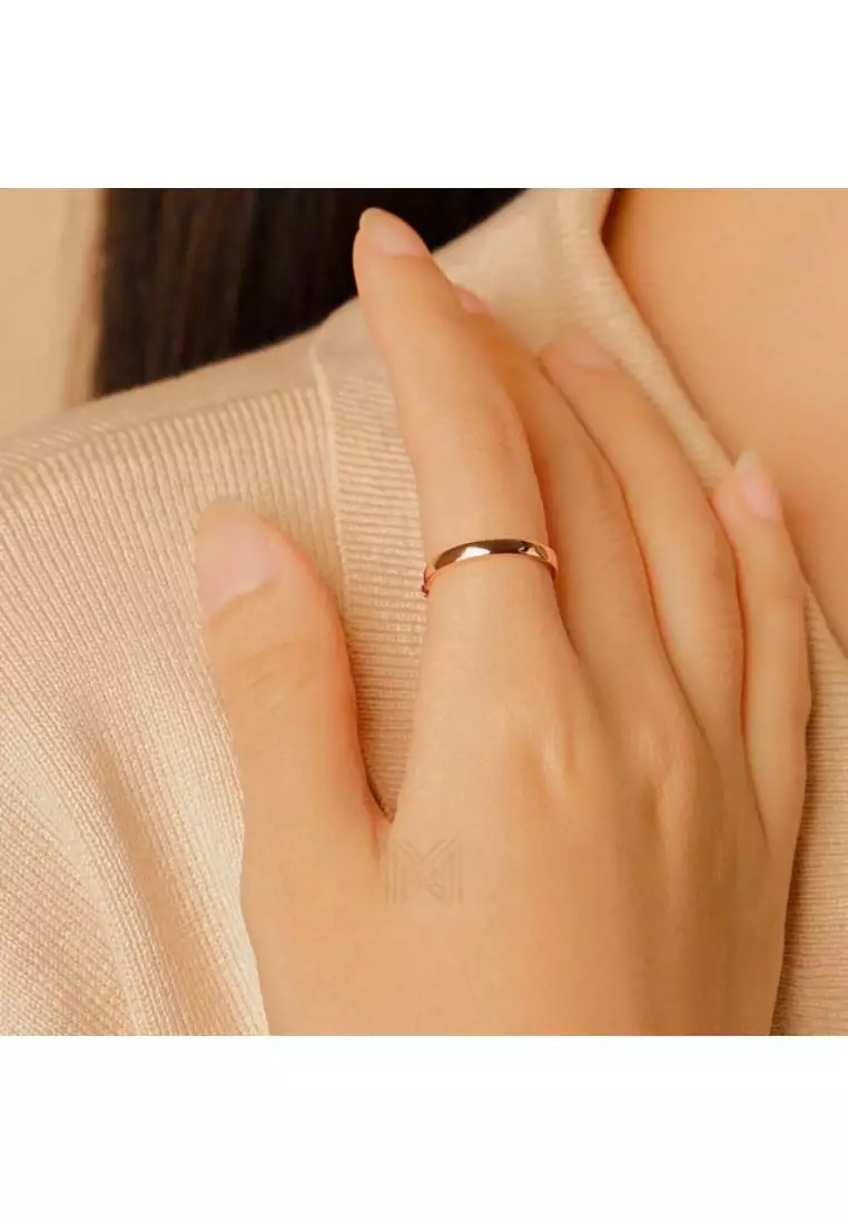 Minimal Moon Band Rose Gold Ring with 925 Sterling Silver