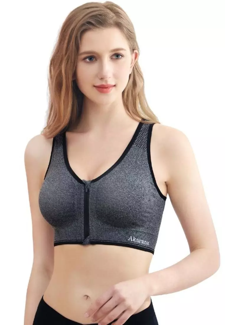 Xersion Medium Support Zip Front Seamless Sports Bra, Color: Navy