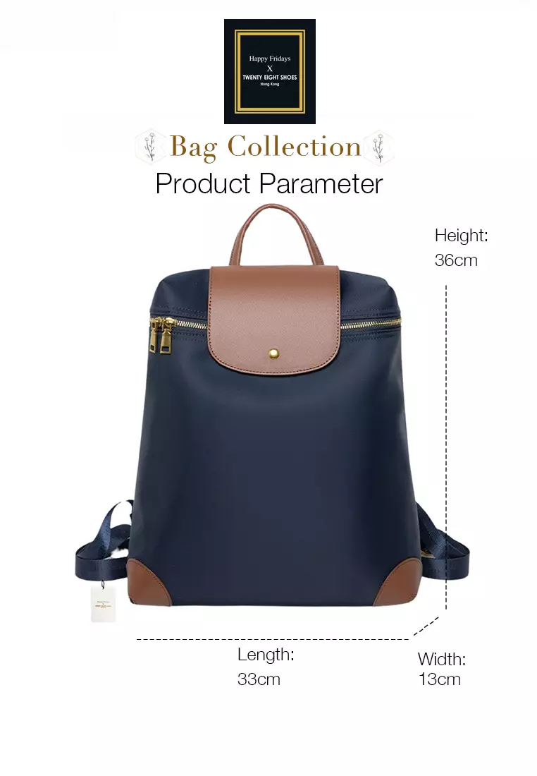 Color Matching Nylon Oxford Patch Faux Leather Backpack (Large Size) JW CL-C9152