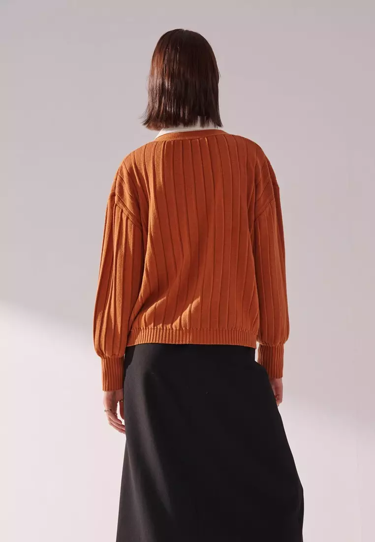 Brown Orange Cardigan