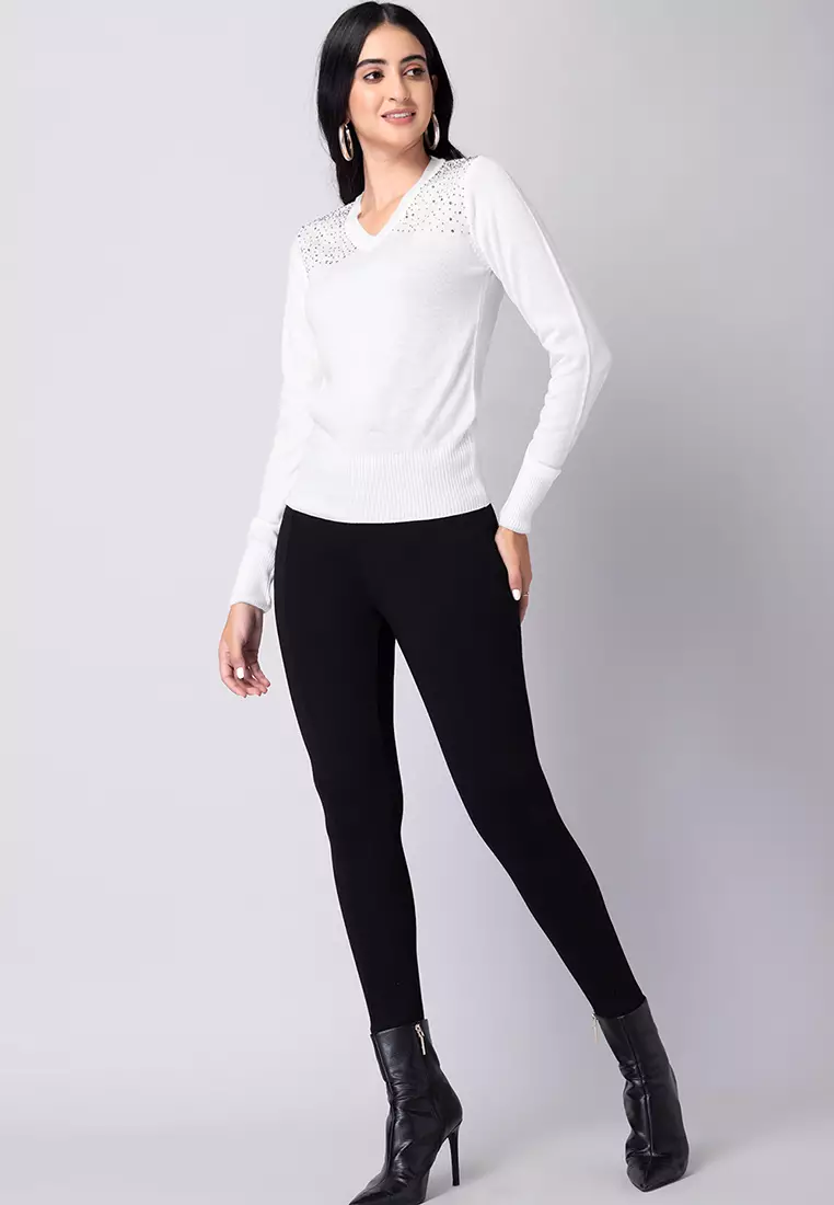 White Full Sleeve Sweater