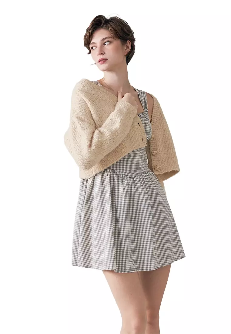 Boucle Knit Loose Button Front Cardigan