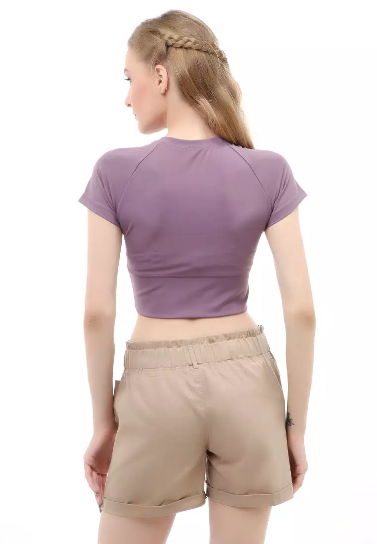 Wish Kaos Sport Wanita Crop Top Comportable Material Polyester ORIGINAL - Purple
