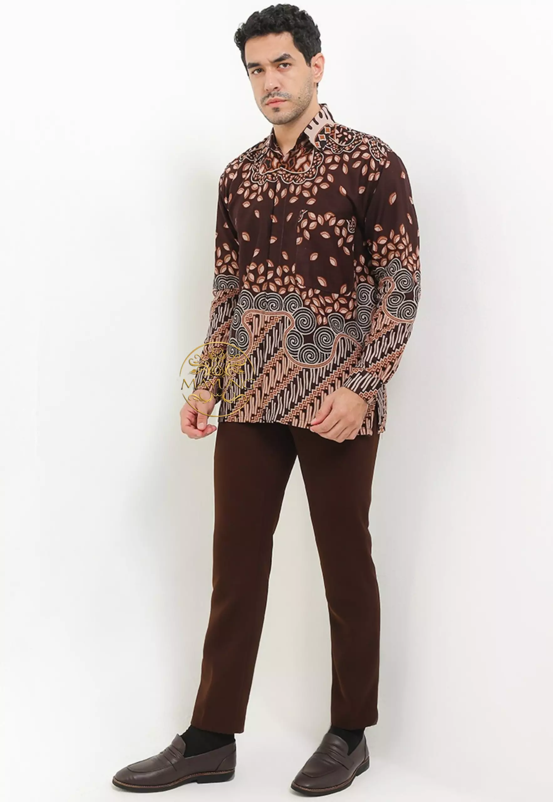 Florian Mahogany Kemeja Batik Pria Premium Lengan Panjang NLN