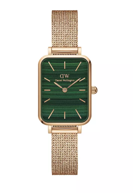 Quadro Melrose 20x26mm Rose Gold Watch Malachite dial Mesh strap Rose Gold Female watch Ladies watch Watch for women DW