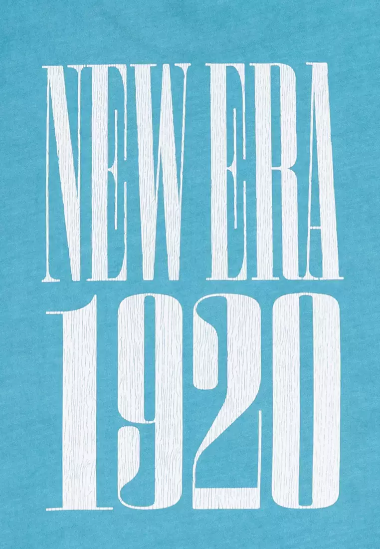 NE 1920 Wordmark 90s Vibe Blue Foam Oversized Short Sleeve T-Shirt