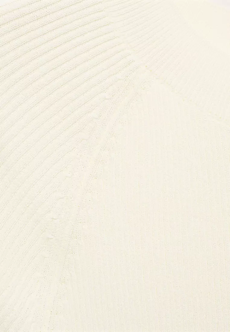 Ribbed-Knit Short-Sleeved Sweater