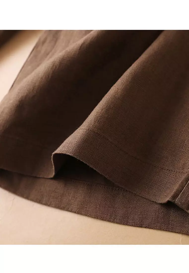 Loose Straight Cotton-flax Cropped Shorts RZ9112