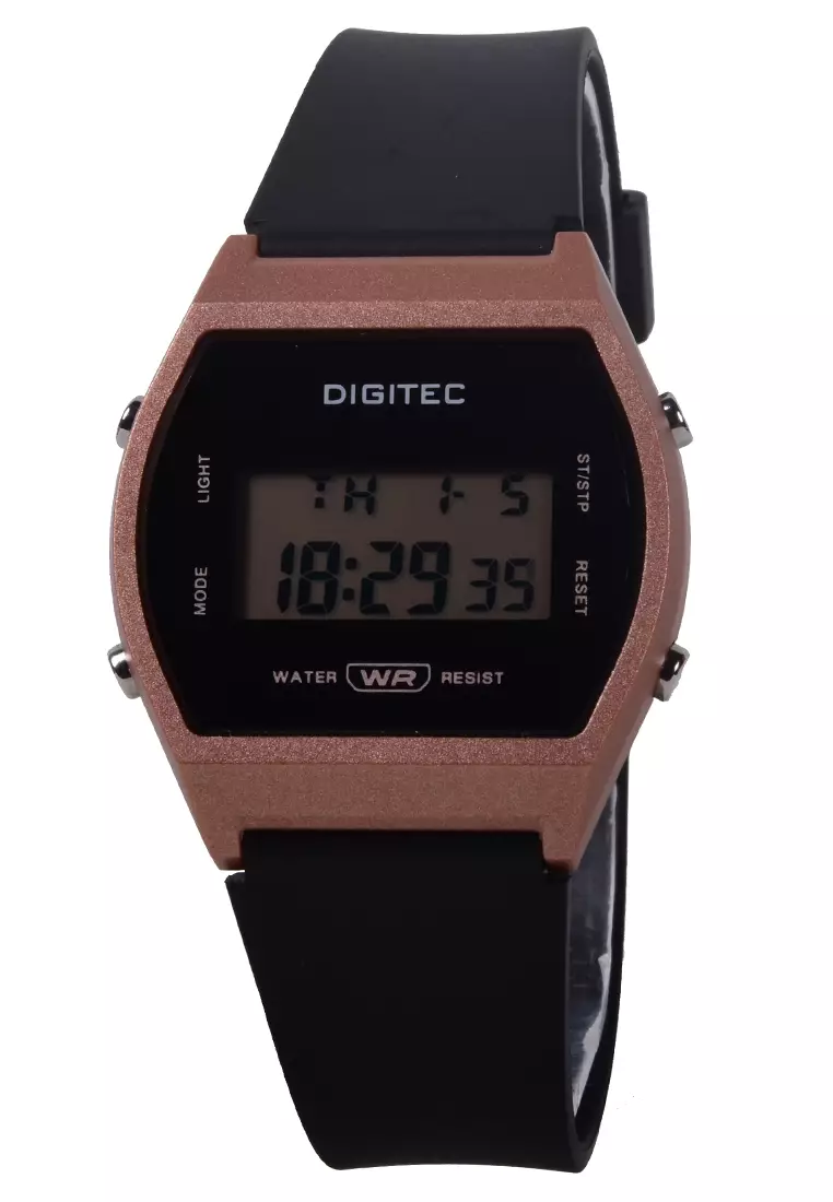 Digitec - Female Digital Watches - Jam Tangan Digital Wanita - Rosegold - Black Resin Strap - 6062-B