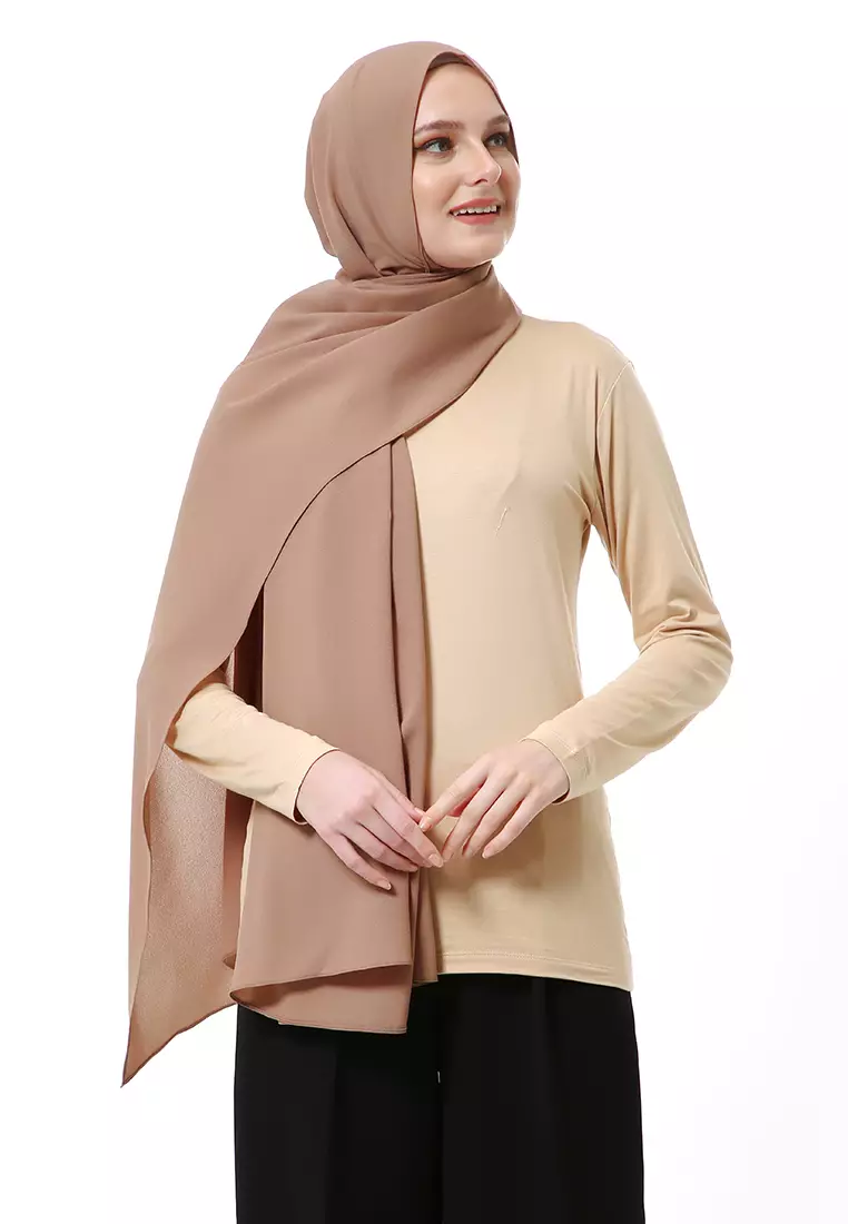 Marit Pashmina Syari Polos Muslimah Wanita Premium High Quality -  Ovaltine