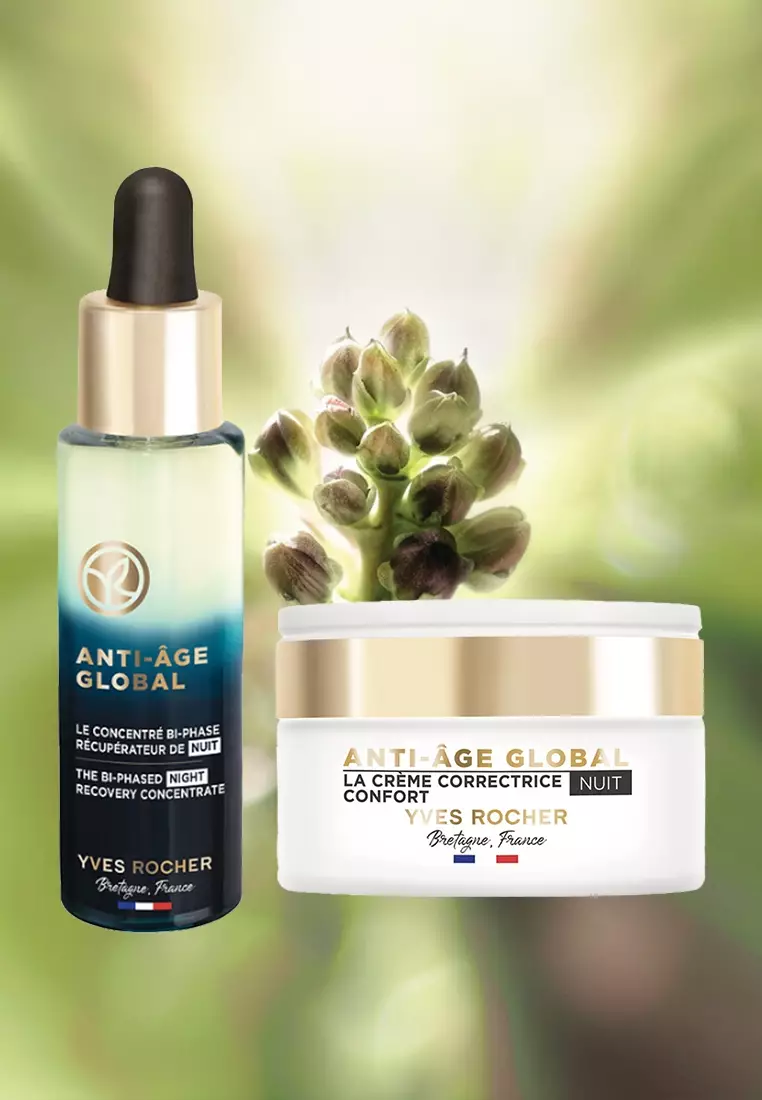 Anti Aging Comfort Night Moisturizer Face Cream 50ml & Bi-Phased Night Concentrate Serum 30ml for Wrinkes Fine Lines Sagging and Aging Skin Skin Care