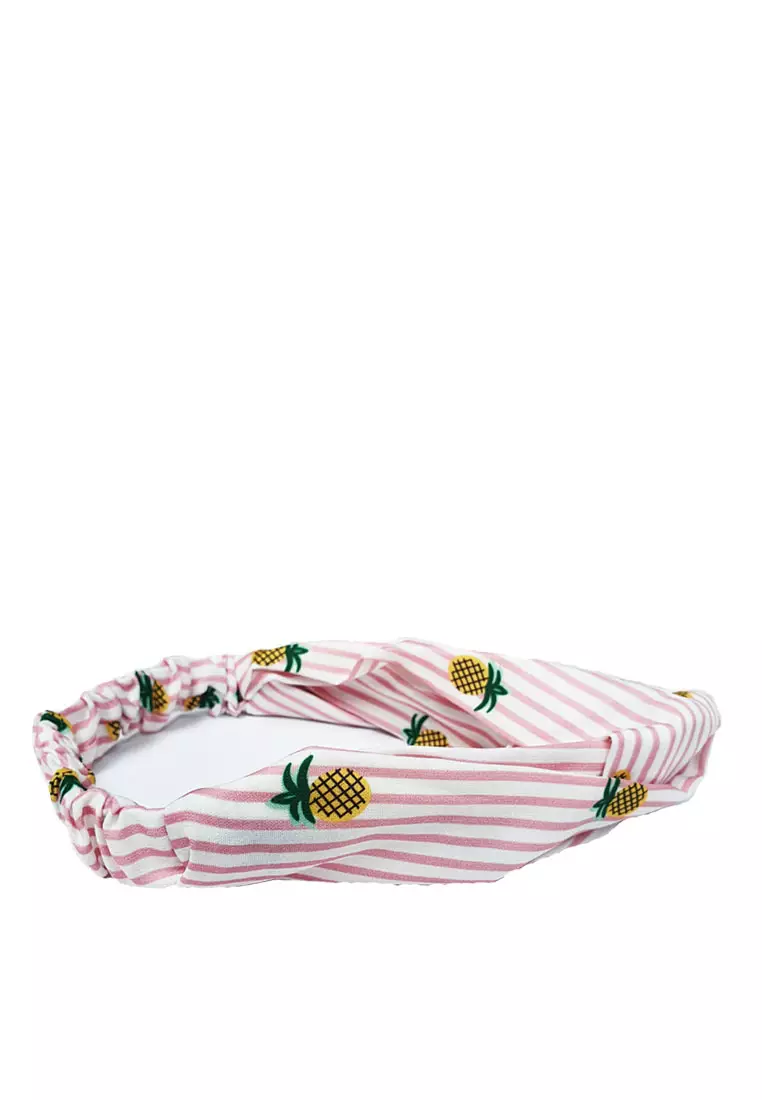 Twisted Headband Striped Pineapple Pink