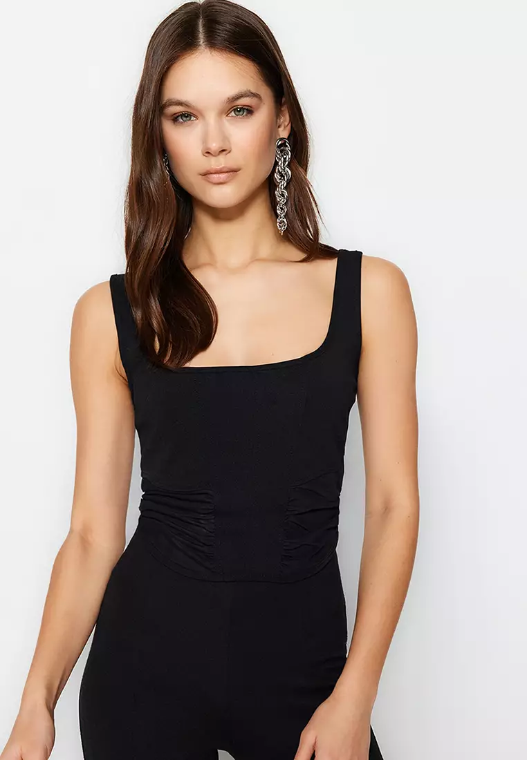 DAGİ Black Tanktops, Square Neck, Regular, Sleeveless Loungewear for Women  2024, Buy DAGİ Online