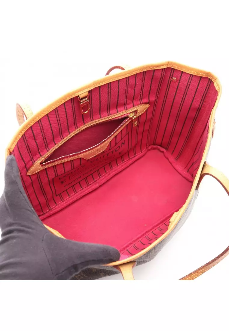 Pre-Loved Louis Vuitton Neverfull PM monogram Pivoine Handbag tote bag PVC leather Brown