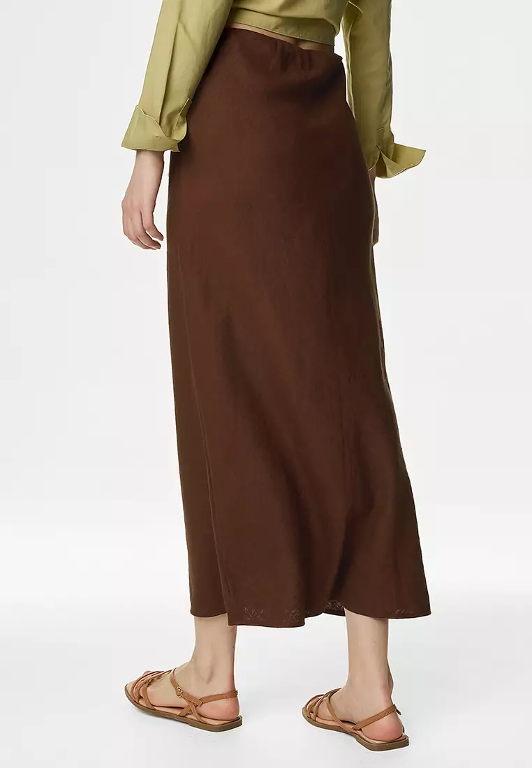 Maxi Slip Skirt Linen Blend Maxi Slip Skirt - Main Image