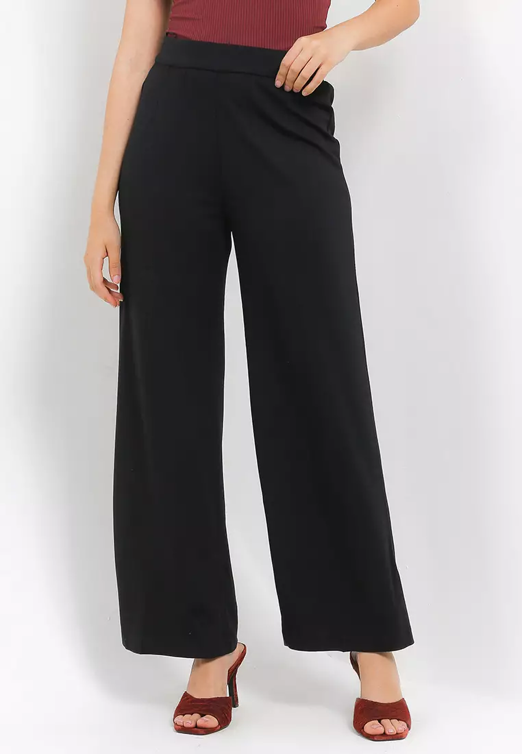 Jual Marks & Spencer Jersey Wide Leg Trousers with Stretch Original ...