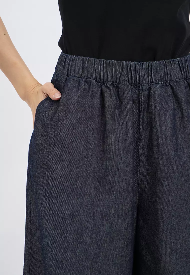 Elastic Waist Wide Leg Cullote