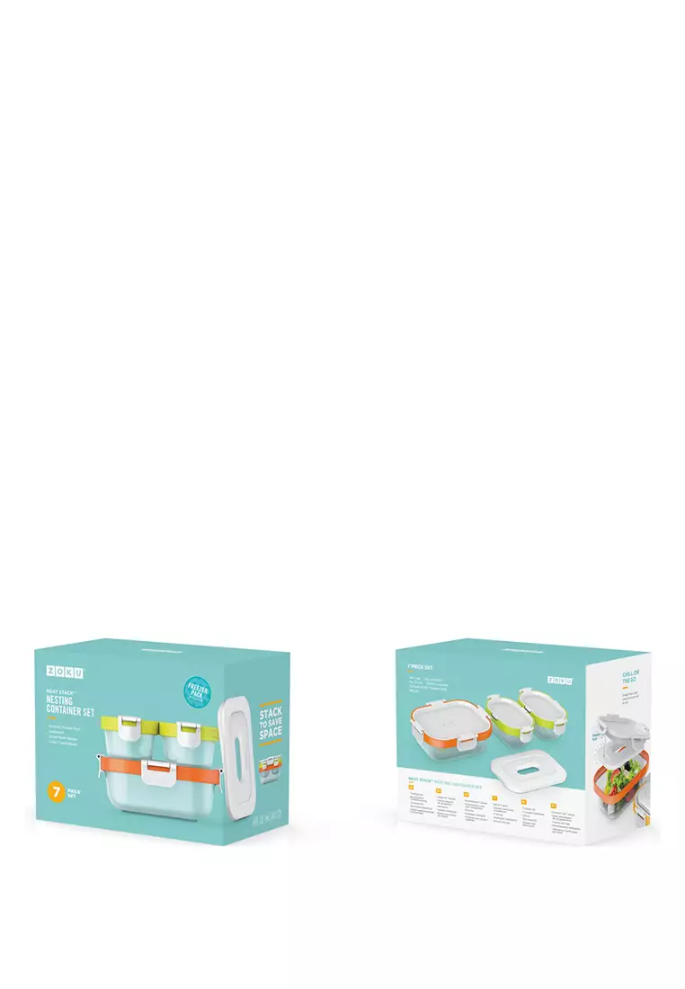 Zoku 7pc Neat Stack - Tempat Bekal, Tempat Makanan Sisa, Tempat Makanan Instant