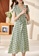 OUNIXUE green Fashion V-Neck Plaid Dress 58DC3AA1ADC9DCGS_5