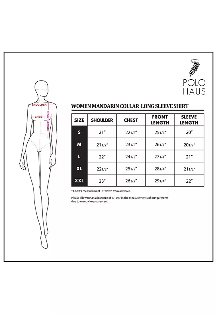 Polo Haus - Women’s Mandarin Collar Long Sleeve Shirt WBWLS004