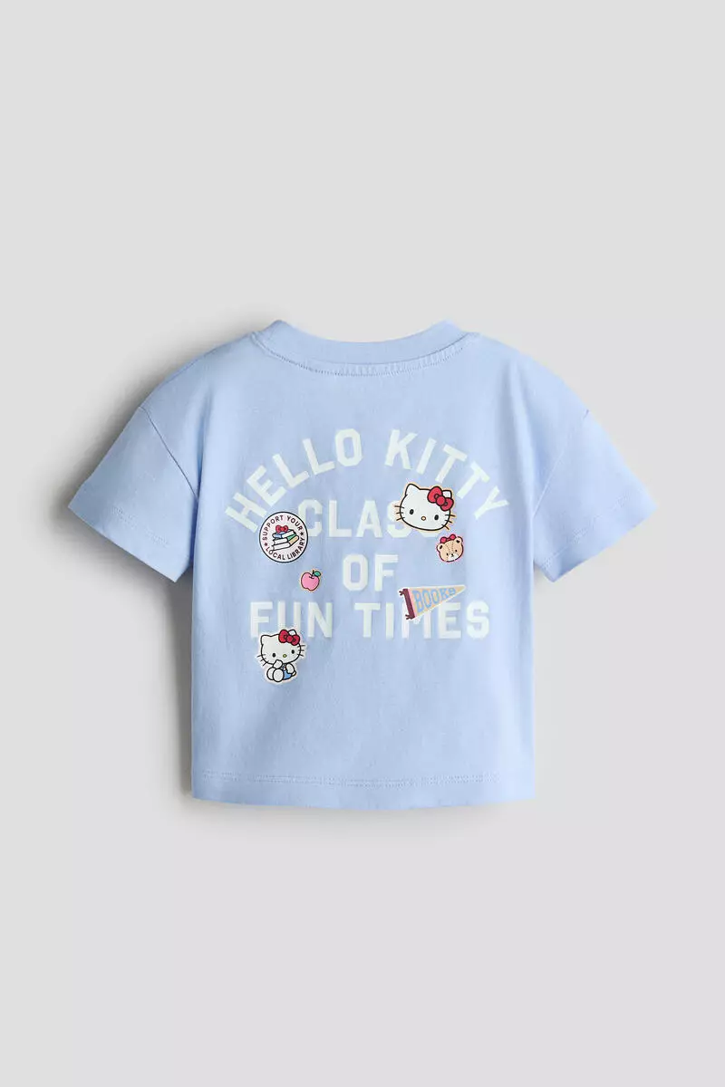 Print-motif cotton T-shirt