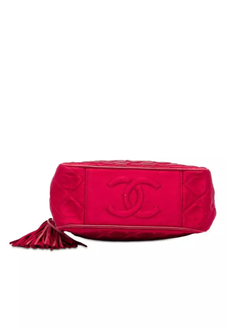 Pre-Loved Chanel Cc Quilted Satin Tassel Chain Shoulder Bag