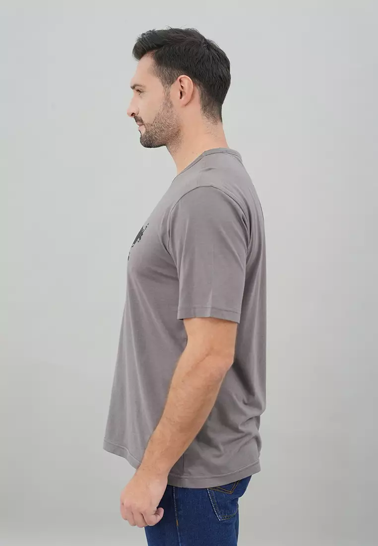 LGS - Kaos Casual Pria Motif Sablon Warna Abu-Abu CTS.231.N3352.02.C