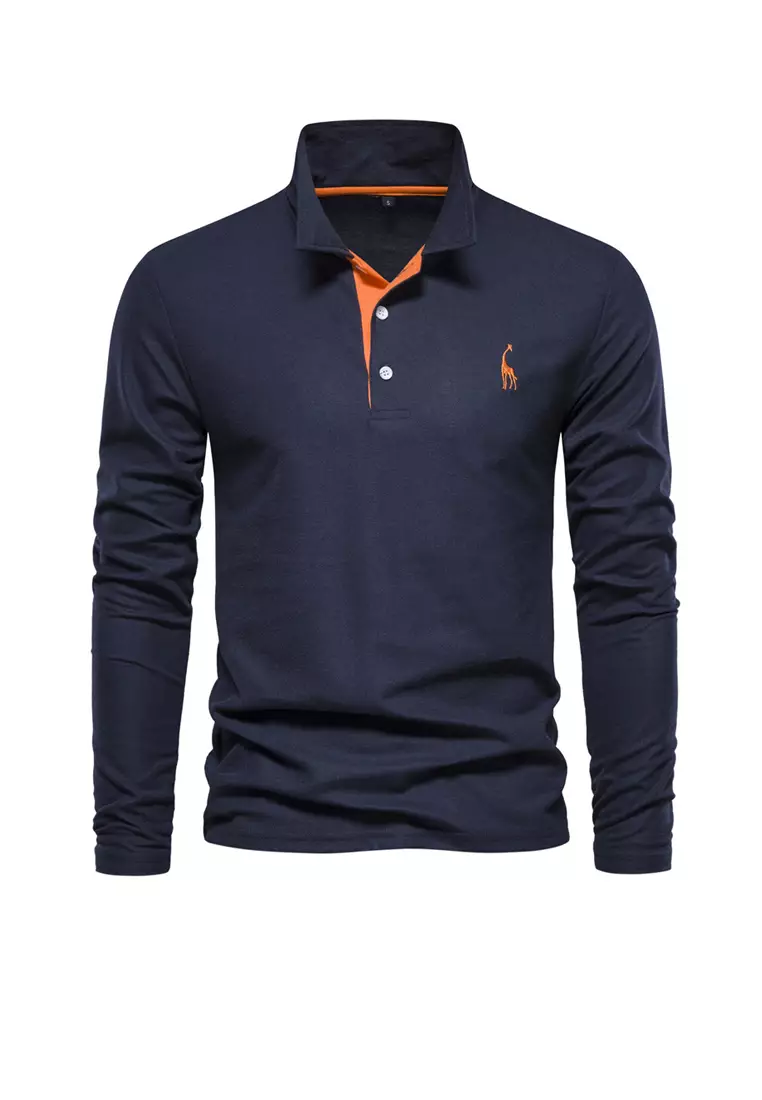 Contrast-color Embroidered Polo Shirt‌ AX-T12