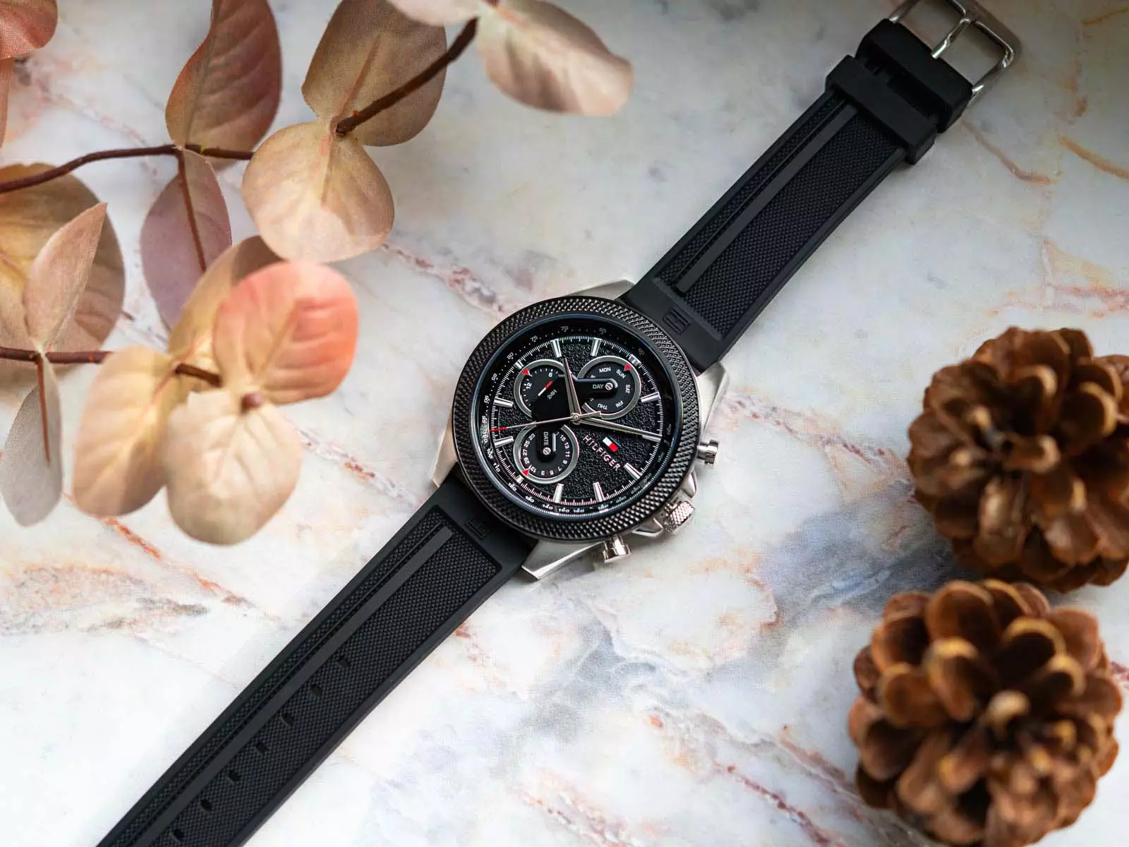 Tommy Hilfiger Men's Clark Black Stainless Steel Racing-Inspired